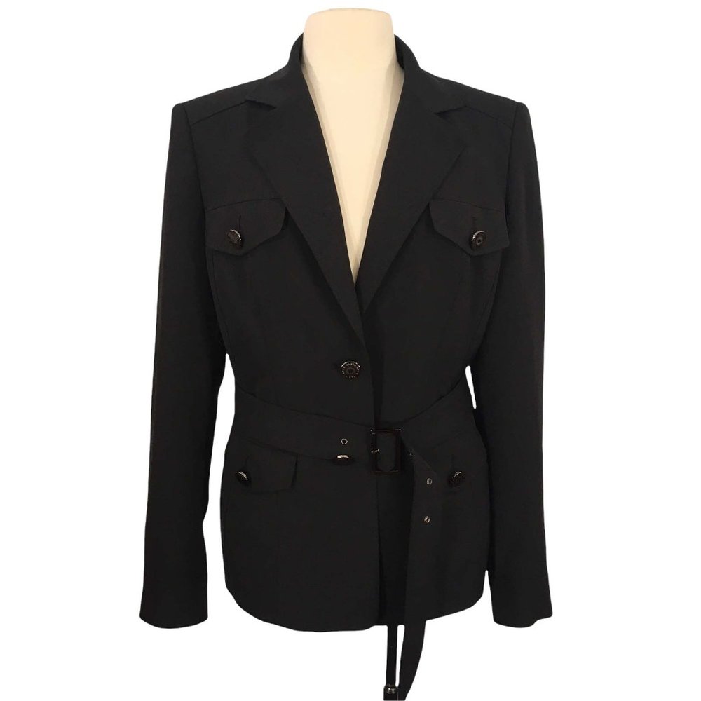 Anne Klein Womens Black Lined Jacket with Belt, size 12